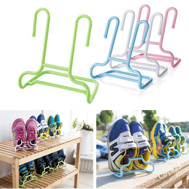 

2Pcs Plastic Shoe Stand Holder Multi-Functional 2 In 1 Hanging Or Standing Shoes Drying Rack Hanger Home Storage Drying Racks