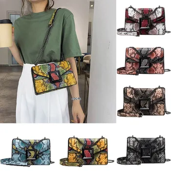 

Puimentiua Women's Bag Snake Print Shoulder Bag Vintage Crossbody Women's Shoulder Bag Luxury Leather Messenger Bag Sac A Main