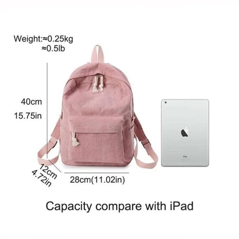 Harajuku Women Backpack School Backpack Bags For Teenage Girls Backpack Female Bolsa Escolar Kawaii Corduroy Bookbag Velvet Bag