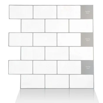 

White Brick Pattern Interior Decoration Sticker Creative 3D Epoxy Wall Sticker Cenefas Adhesiva Pared Cocina Modern Papier Peint