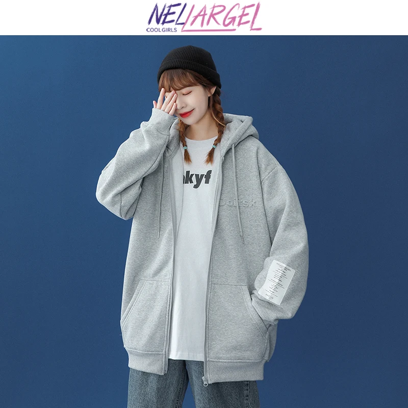 

NELLARGEL Women Solid Windbreaker Harajuku Bomber Jacket 2023 Female Japanese Streetwear Vintage Jackets Coats Girl Causal Coats