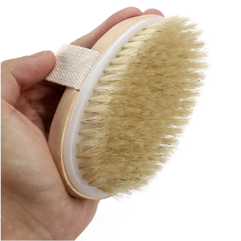 Wooden Soft Natural Bristle Brush Cleaner For Body SPA Shower Bathroom