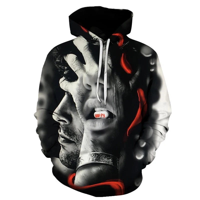 spring autumn newest men hoodie blue flame skull 3D digital printing sweatshirt men women fashion hot loose hooded pullover