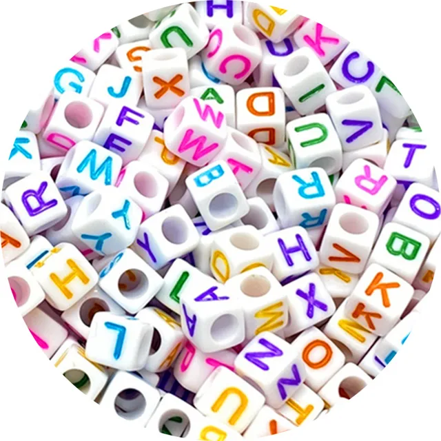 100pcs 6mm Mixed Square Alphabet Letter Beads Charms Bracelet Necklace For Jewelry Making DIY Accessories 24