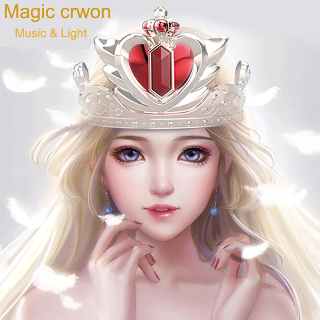 Girl's Queen Princess Crown toy Crystal Tiara sound light Cosplay Holiday Party Gifts Fun pretend crown Toys For Children gift 2