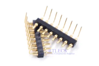 

5 Pcs Spring Loaded Connector Pogo Pin Strip 8 Pin 2.54 mm Pitch Male Right Angle 10.5mm Height 12V 5 Amps Gold Plate Single Row