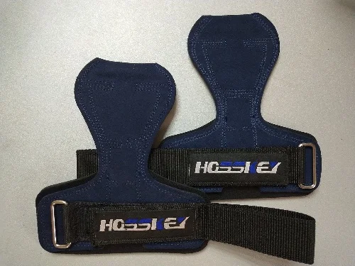 blue Перчатки для тяжелой атлетики, натуральная кожа, сверхпрочные ремни, альтернатива, силовые подъемные крючки, лучшие повязки на запястье, поддержка бодибилдинга - Цвет: blue