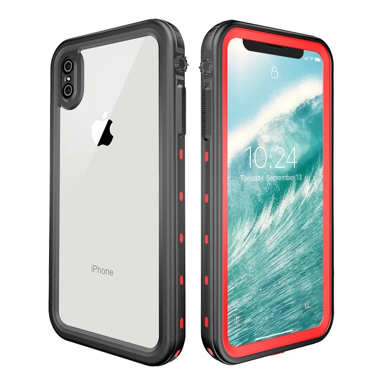 Красный R-JUST водонепроницаемый чехол для iphone X XS XR XS MAX противоударный Прозрачный чехол для iphone XS MAX XR водонепроницаемый чехол для телефона - Цвет: Красный
