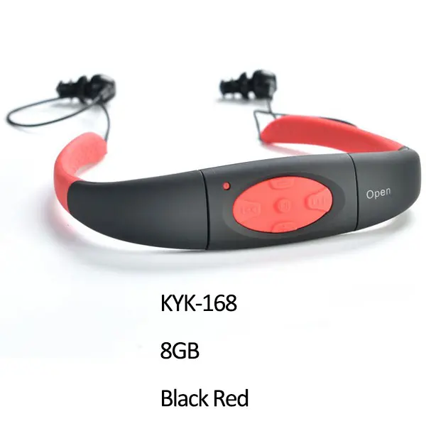 Red 8GB IPX8 водонепроницаемый MP3 плеер 8 Гб карта памяти плавание Bluetooth наушники подводный 10FT Спорт шейным гарнитура с FM радио - Цвет: Red 8GB
