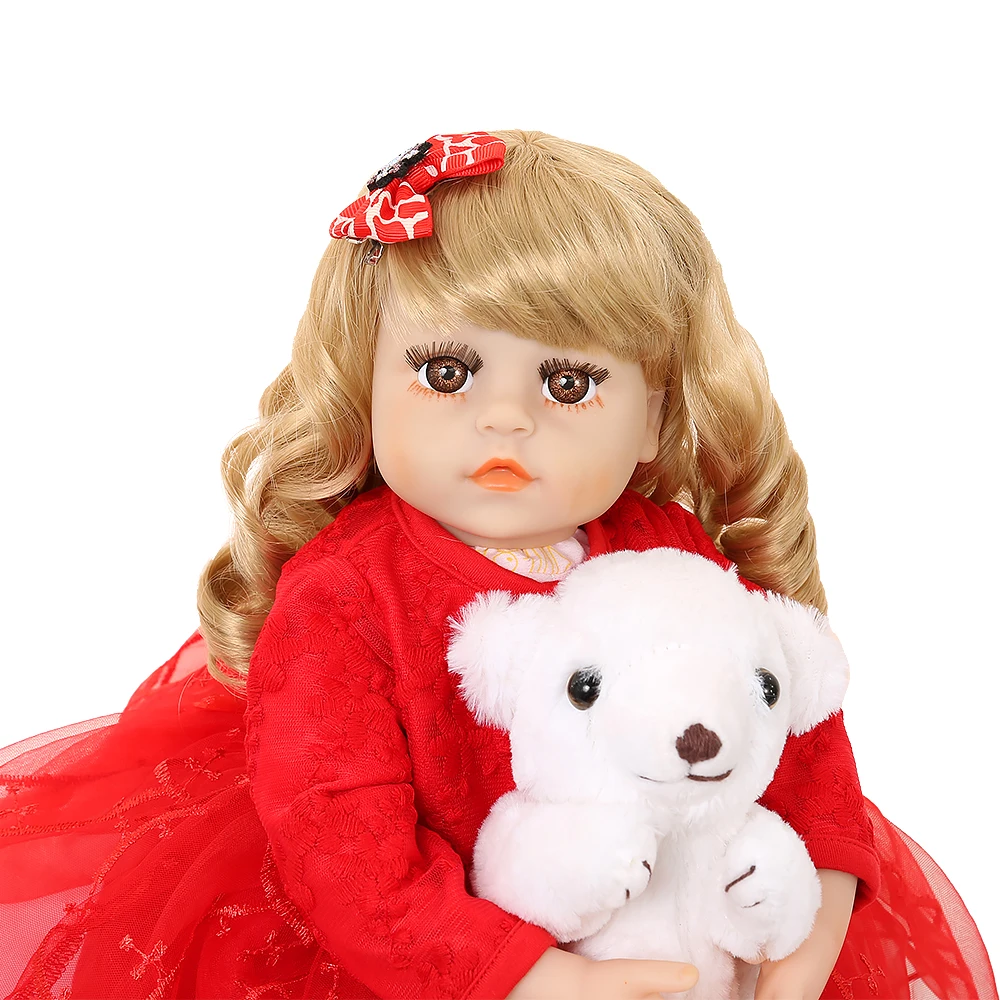48 см Reborn Baby Doll девушка реалистичные силиконовые куклы детское красное платье новорожденная принцесса малыш игрушки для детей Bonecas подарок на день рождения