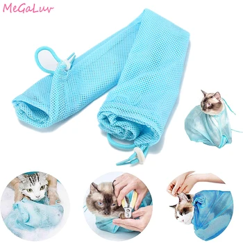 

Mesh Cat Bathing Bag Reuseable Cats Grooming Wash Bags Cat Bath Clean Bag Anti-Scratch For Cat Claws Bite Restraint Pet Supplies