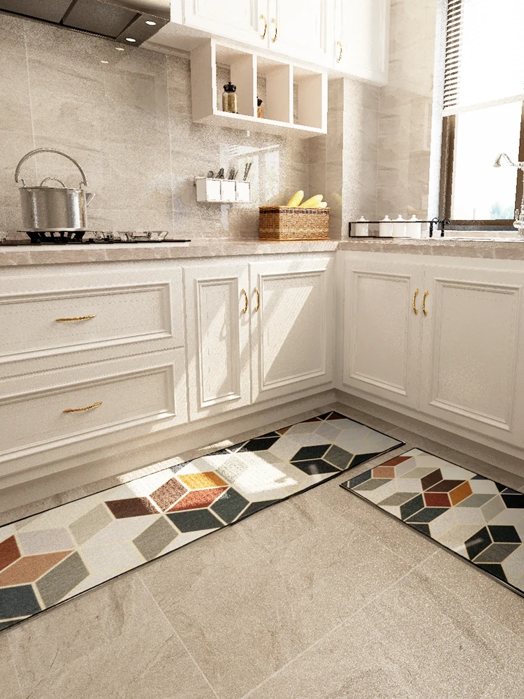 

Cheaper Non-Slip Kitchen Mat Modern Geometry Rugs Livingroom Bedroom Long Carpet Hallway Doormat Absorbent Print Carpet Bath Mat