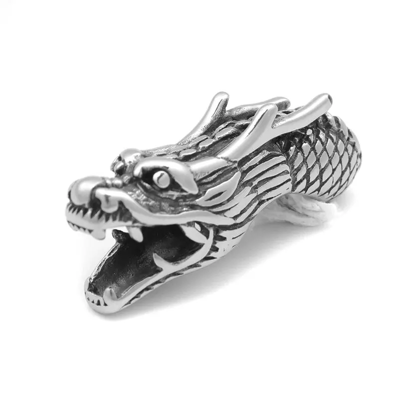 Новинка 304, бусины из нержавеющей стали Dragon Siver, бусины для модных браслетов, принадлежности для изготовления ювелирных изделий, 3,6 см х 1,1 см, отверстие: 6 мм, 1 шт