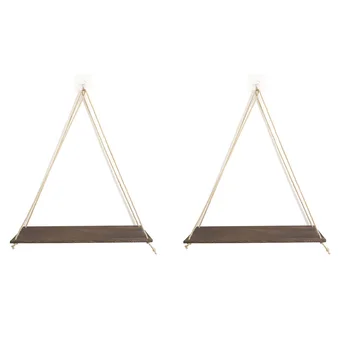 

2pcs/set Floating Shelves Bathroom Rope Hanging With Hooks Kitchen Easy Install Bedroom Multifunction Home Office Wall Decor
