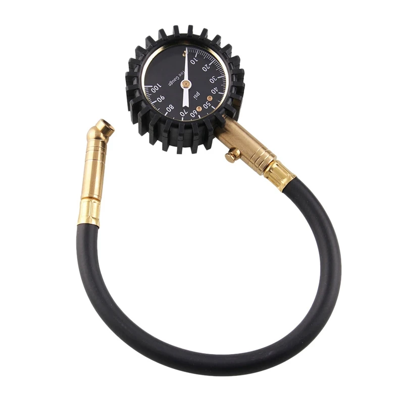 

NEW-Heavy Duty Tire Pressure Gauge Premium Braided Hose, Solid Brass Hardware, Best for Any Car, Truck, Motorcycle