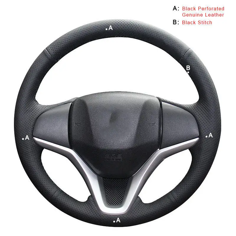 Genuine Leather Авто оплетка на руле Крышка для Honda Fit- город- Джаз- HR-V HRV- DIY автомобильные чехлы - Название цвета: Genuine Leather