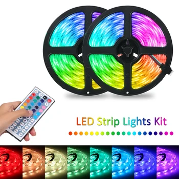 

2x5m 300leds RGB 5050 LED Strip Lights Kit with 44 Keys IR Remote Controller Dimmable Color Changing Rope Lights IP65 Waterproof