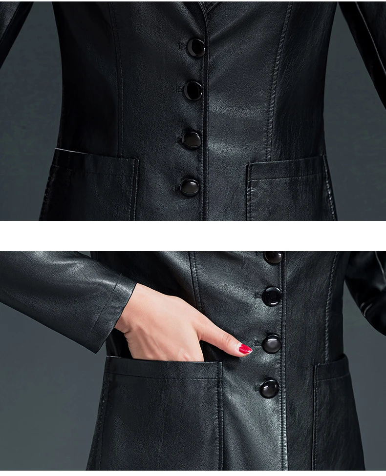 Пальто из искусственной кожи для мам; черный цвет; большие размеры; свободная куртка из искусственной кожи; Новинка года; сезон осень-зима; модная куртка с длинными рукавами в Корейском стиле; JD617