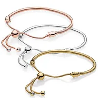

NEW 100% 925 Sterling Silver Bracelet 2018 New Rose Gold 18 Golden Glitter Instant Slide Shine MOMENTS SLIDING Bracelet