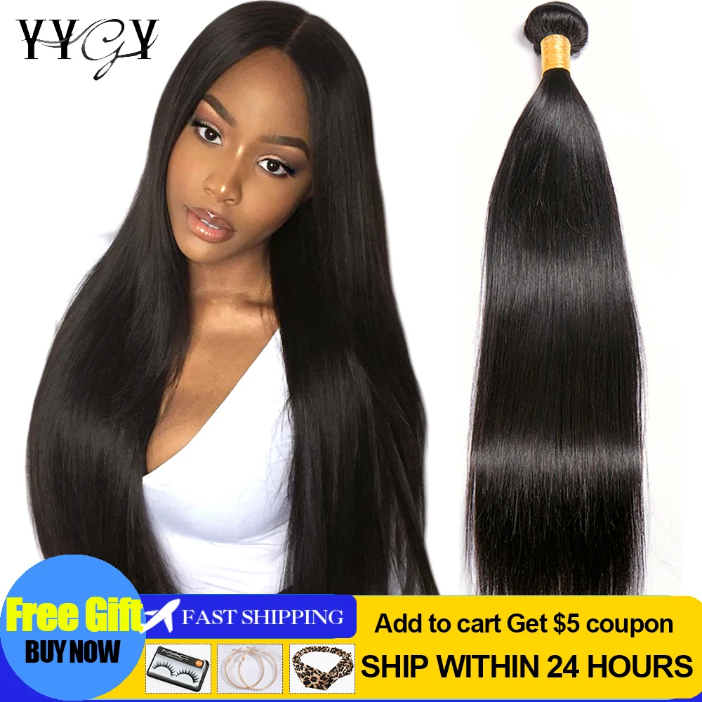 Straight Human Hair Bundles 26 28 30 Inch Brazilian Hair Weave Bundles For Women Natural Hair Extensions 3 4 Bundles Thick Remy