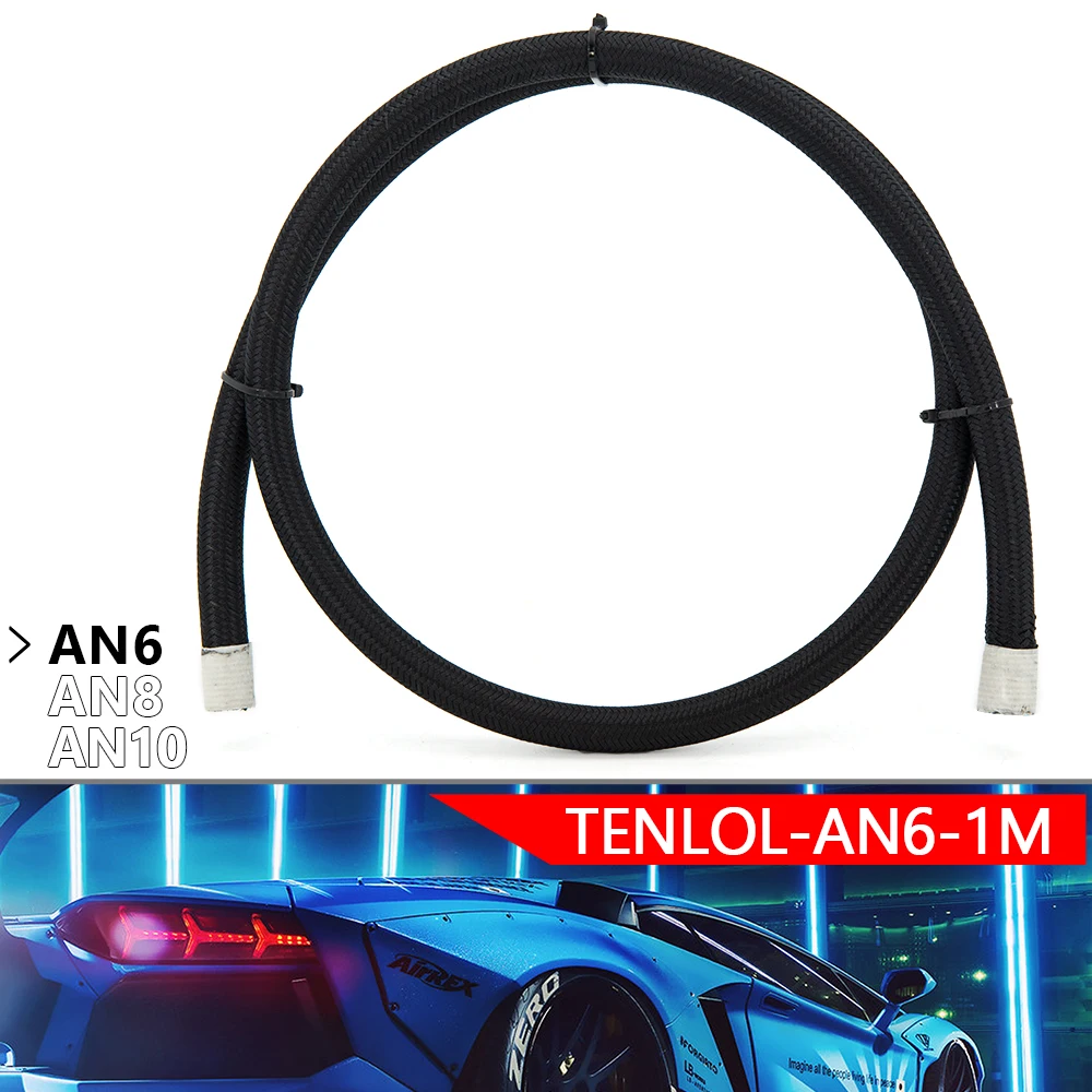 Universal 1M Braided AN6 AN8 AN10 PTFE E85 Fuel Hose Oil Gas Cooler Hose Line Pipe Tube Outside 304 Stainless Steel Braided Insi fuel hose