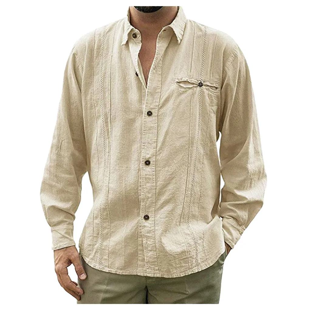 Модные мужские рубашки camisa повседневные с длинным рукавом мужские blusetop с отложным воротником на пуговицах однотонные пляжные рубашки мужские рубашки