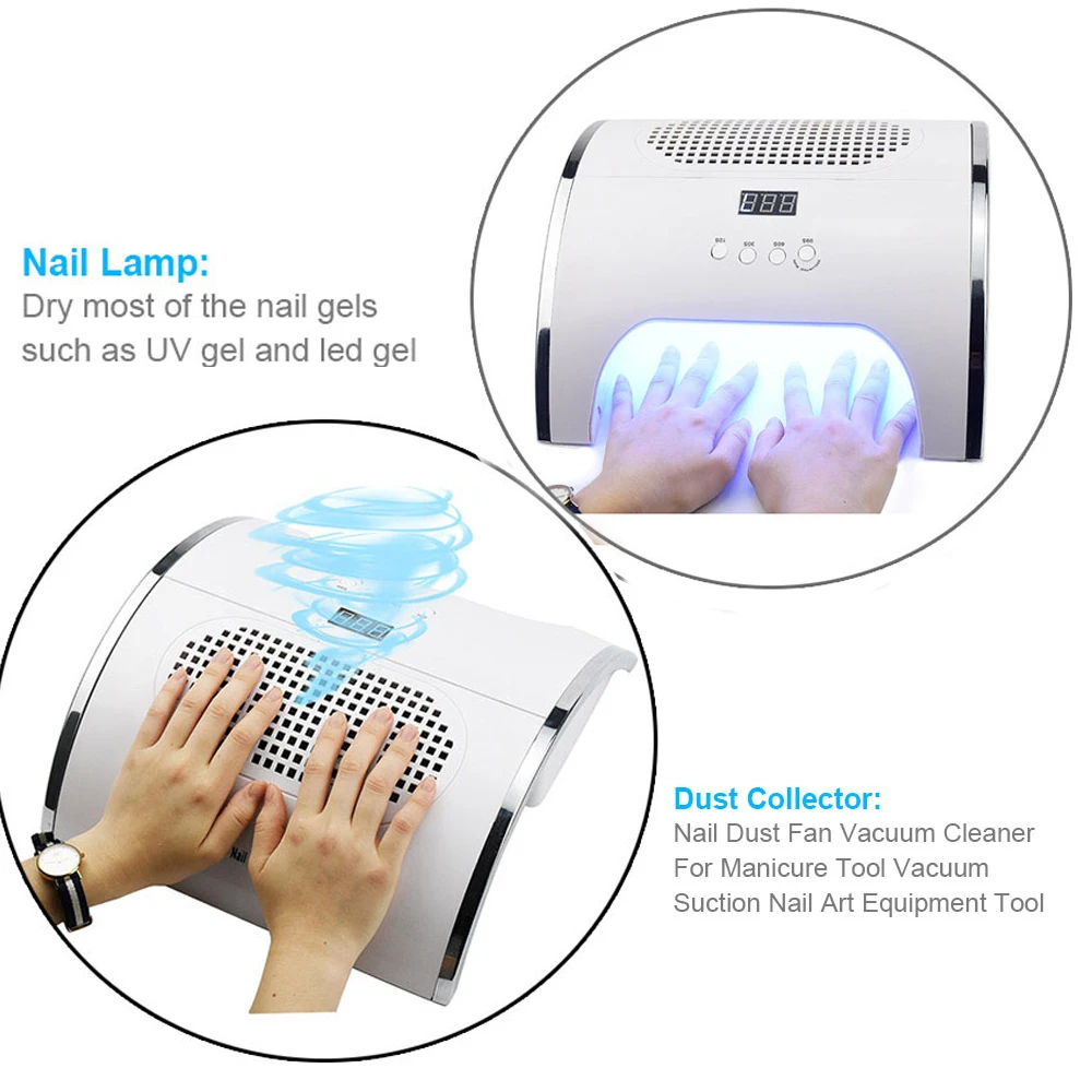 

40W/80W 2-IN-1 Nail Lamp & Nail Dust Collector Manicure with 36 LEDs Nail Dryer Two Powerful Fan Vacuum Cleaner Manicure Tools