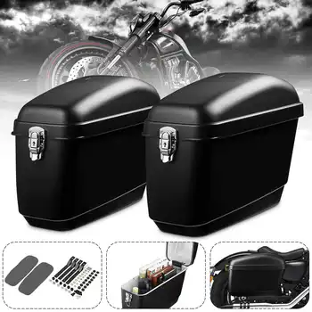 

Pair Universal Motorcycle Saddlebags Trunk Side Hard Case Boxes Tool Luggage Tank For Honda/Yamaha/Suzuki