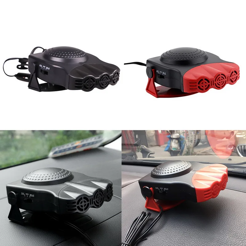 12V 150W 2 In 1 Car Heater Heating Fan 3 Air Outlet Windscreen Window Demister Defroster Winter Auto Fans With Cigarette Lighter |