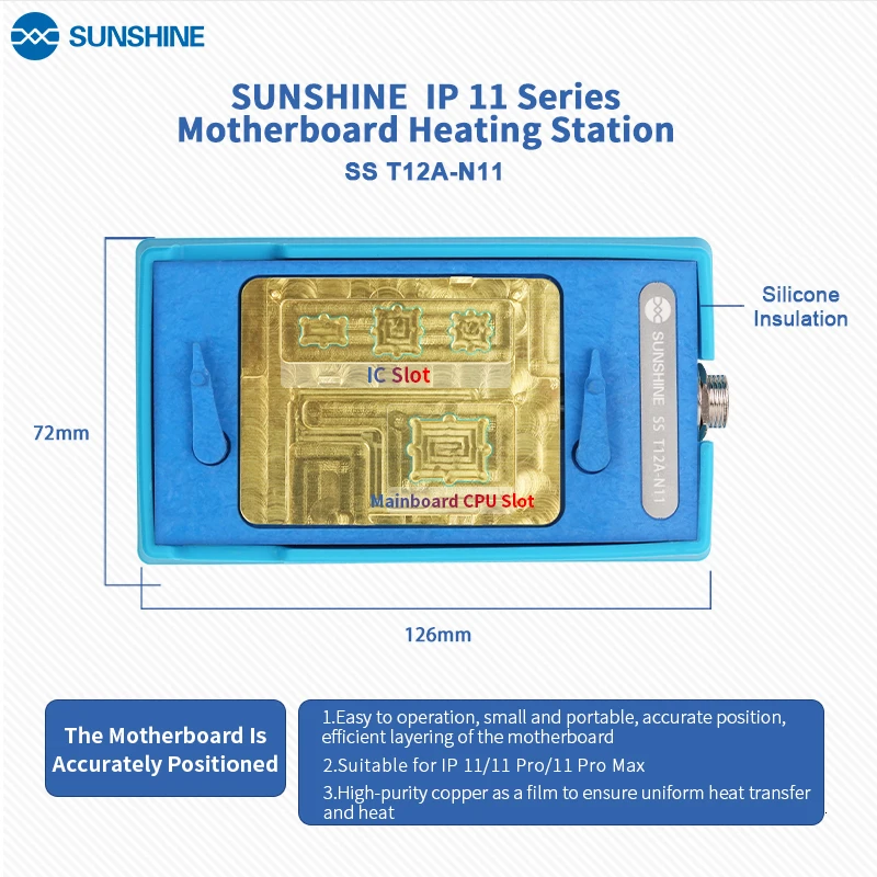 Sunshine T12A N-11 для материнской платы сепаратор нагревательная станция для iPhone 11/11 PRO/11 PRO MAX Процессор IC чип разборка Клей Удалить