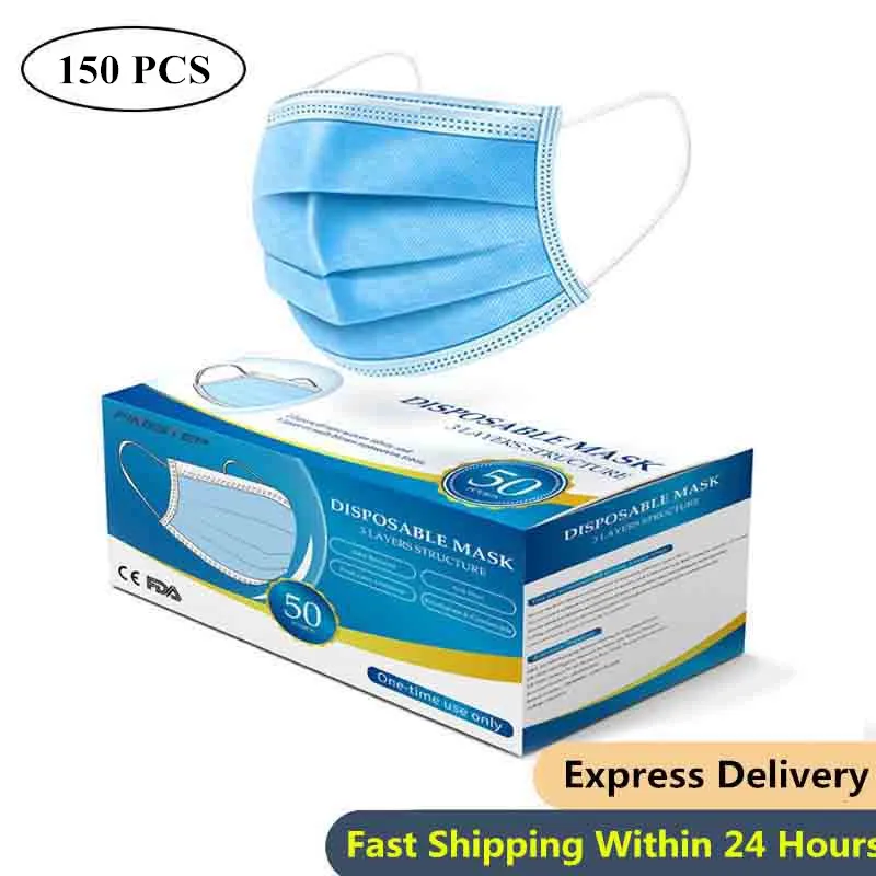 

24H Shipping 150pcs 3Ply Disposable Mask N95 Mask KN95 Face Mask fpp2 FFP3 KF94 Filter Anti Pollution Respirator Dust masks