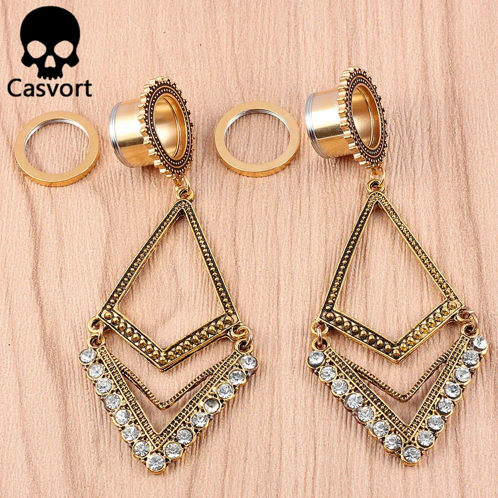 Casvort, 2 шт., серьги для пирсинга, расширитель, туннель, заглушка, Висячие шпильки, седло, ушные измерители, носилки, модные украшения для пирсинга тела, подарок