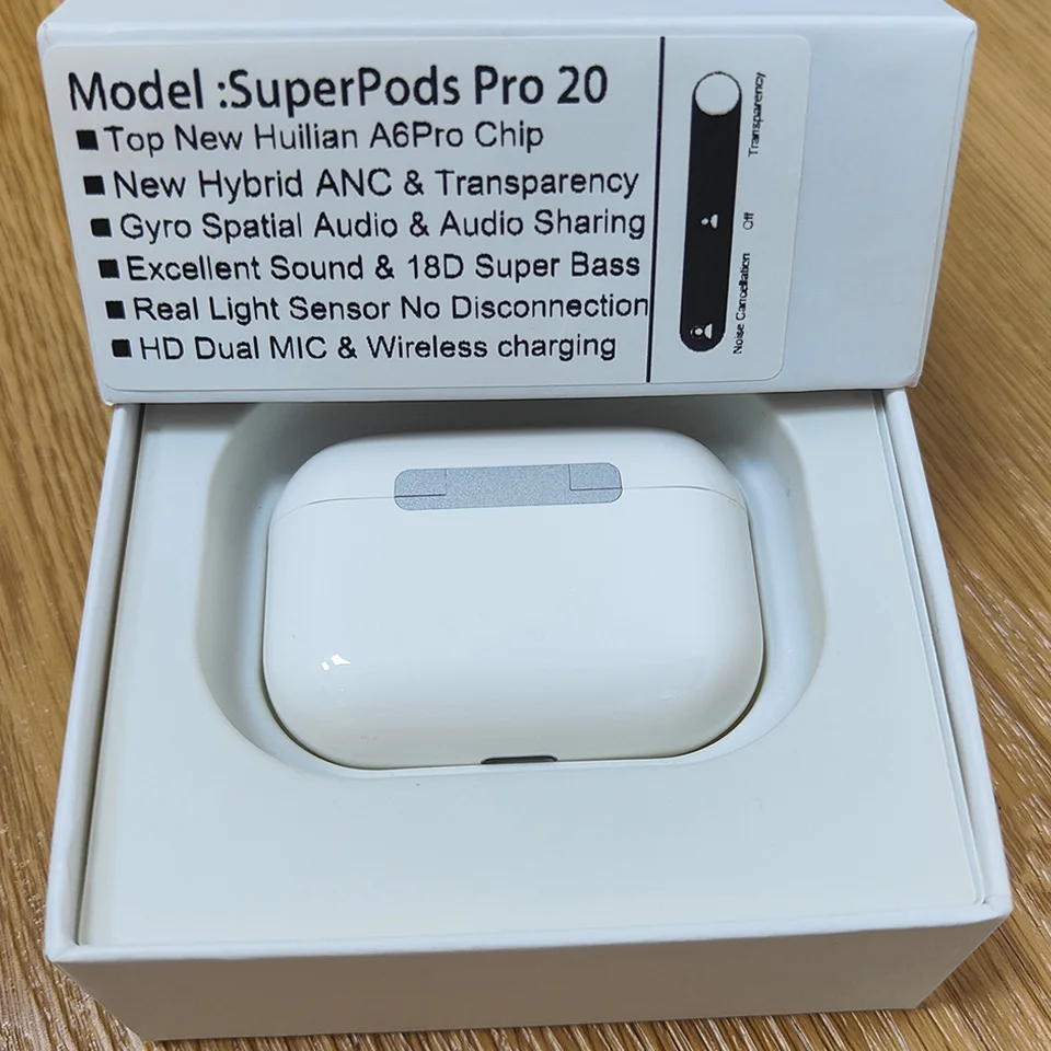 SuperPods Pro 20 TWS Wireless ANC Earphones Bluetooth Air 3 Earbuds Spatial Audio Noise Cancelling 12D Super Bass | Электроника