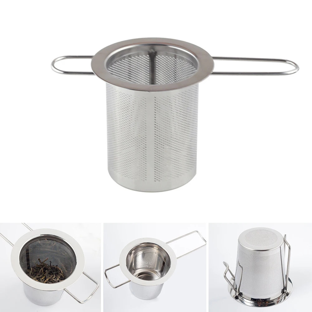 Reusable Stainless Steel Tea Infuser Basket Fine Mesh Tea Strainer With 2 Handles Lid Tea and Coffee Filters for Loose Tea Leaf