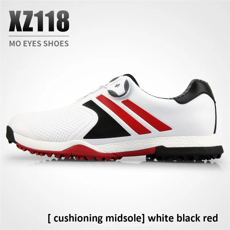 white red PGM обувь для гольфа мужская Водонепроницаемая дышащая спортивная обувь с вращающейся пряжкой Для Гольфа летние кроссовки XZ118 - Цвет: white red