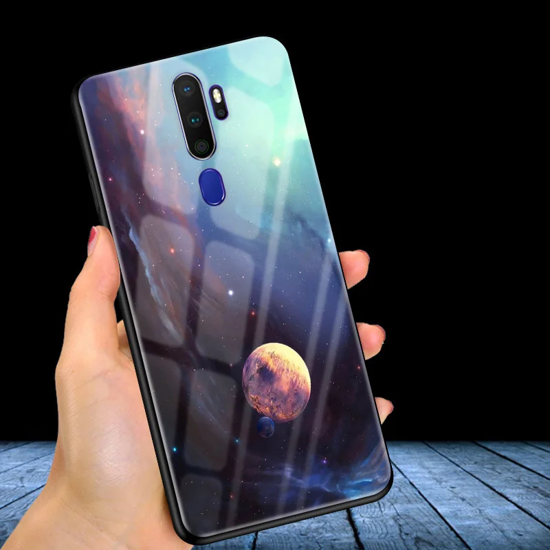 Для oppo A9 чехол PC Пластиковый стеклянный чехол для телефона черный ТПУ бампер чехол для oppo A9 чехол для oppo A5 A11X стеклянный чехол