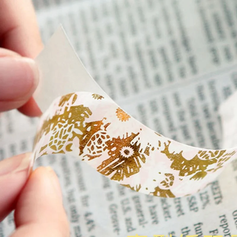 Golden Pink Foil Paper Washi Tape Set Japanese Scrapbooking Decorative Can TearTapes For Photo Album Home Decoration