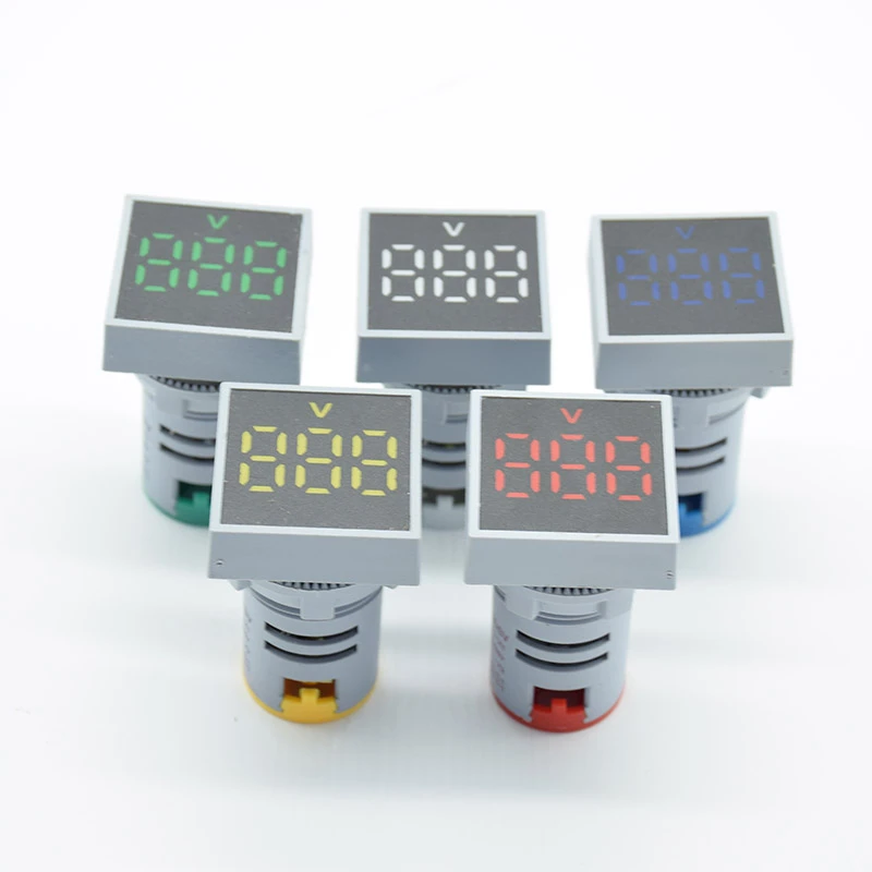 22MM AC12-500V Voltmeter Square Panel LED Digitals Voltage Meter IndicatoHFji 22MM AC12-500V Voltmeter Square Panel LED Digitals Voltage Meter IndicatoHFji