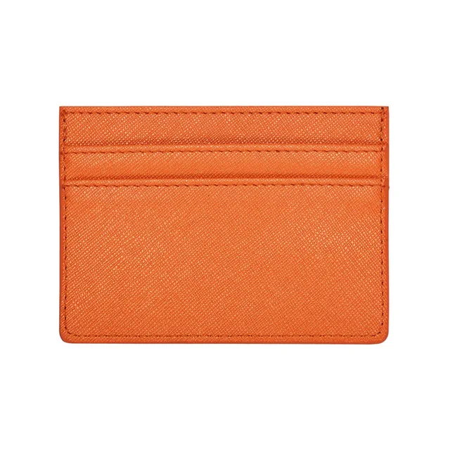 Ultra Thin Zipper Wallet Men's Small Wallet Business PU Leather Wallets Band Solid Color Card Coin Purse Credit Bank Holder C-orange