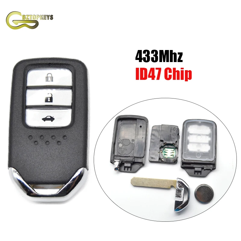 H0160 умный Автомобильный ключ 3 кнопки 433 МГц ID47 чип для Honda 9th Accord XRV Bean Wisdom X-Fit Crider дистанционный брелок