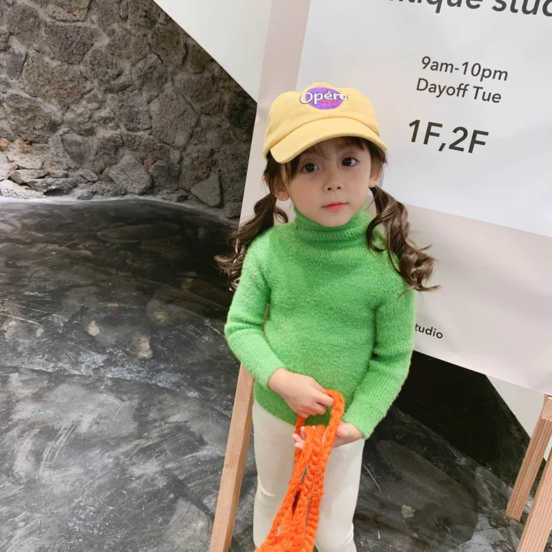 Winter Solid Baby Girls Sweater Turn Down Collar Boys Clothes Children Warm Fur Long Sleeve Girl Knitwear Kids Cardigan