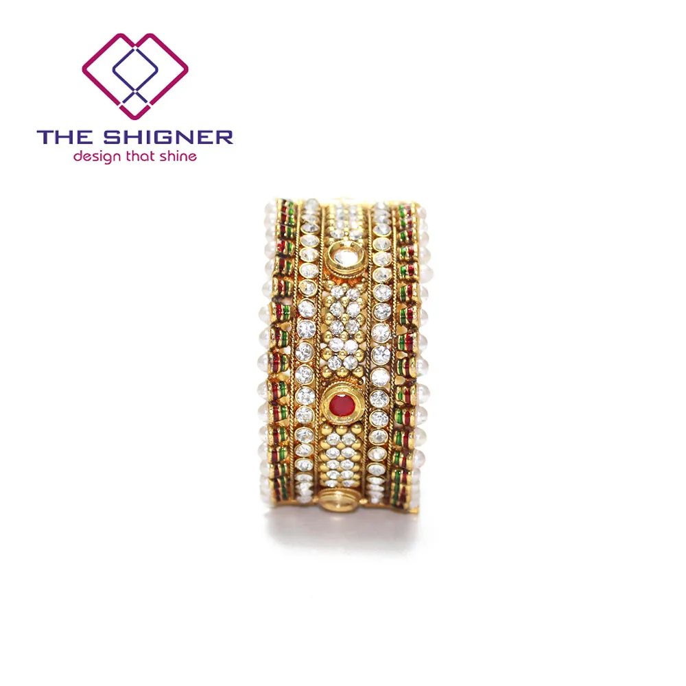 SHIGNER золотой цвет индийский Винт браслет KADA традиционный Болливуд браслет этнические индийские вечерние ювелирные изделия подарок для женщин - Окраска металла: CPR80S9--6.5