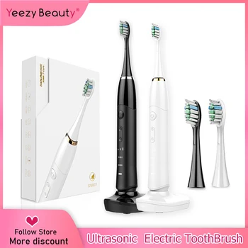 

Sonic Electric Toothbrush Ultrasonic Wireless Rechargeable Waterproof Tooth Brush Automatic With 2 Replaceable Brush Head