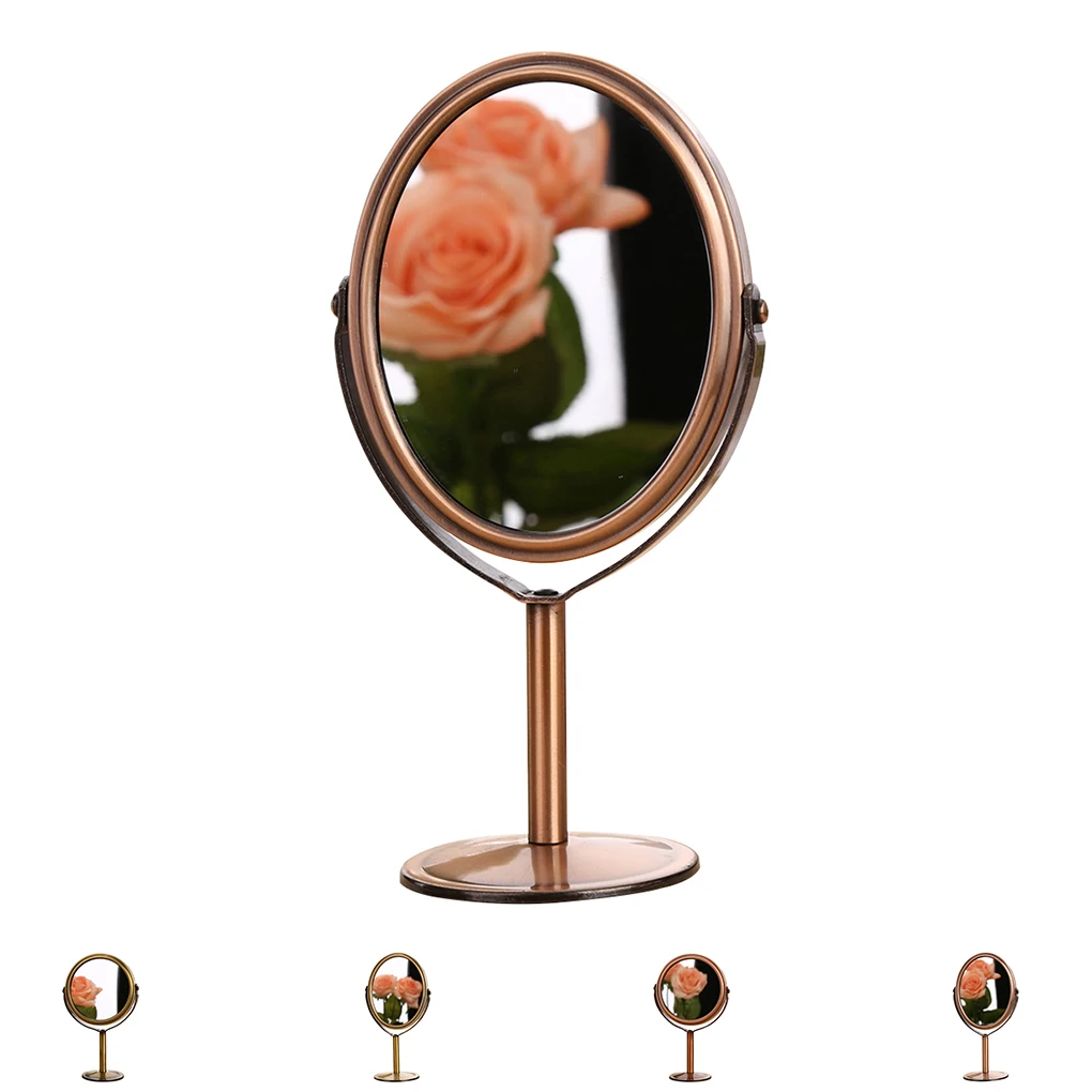 BlueZOO Новое бронзовое двухстороннее Парикмахерское зеркало, настольное зеркало для макияжа, 1:2, увеличительное функциональное стекло, косметическое зеркало