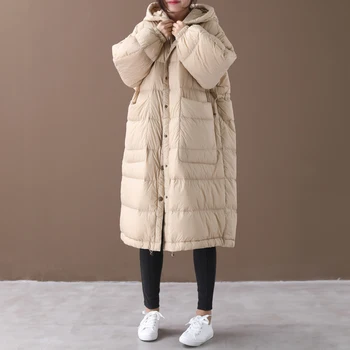 

White Goose Down Jacket Women Hooded Puffer Jacket Oversized Winter Coat Women Down Coat Warm Parka Veste Femme YY1446