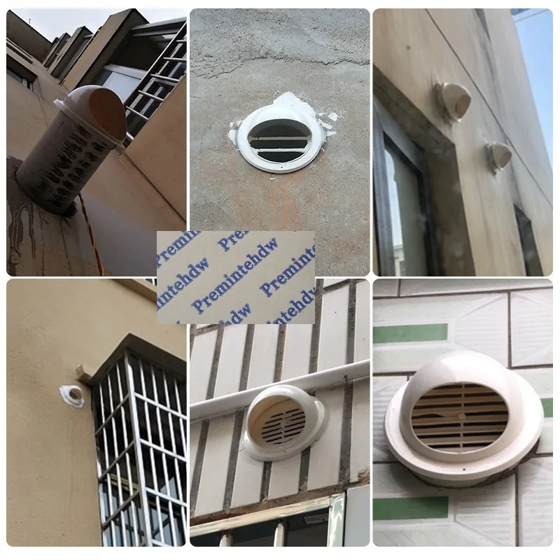 White PVC Plastic Bullnose Air Vent Grille Grate Exterior Wall 75MM 110MM 160MM Pipe Insiert