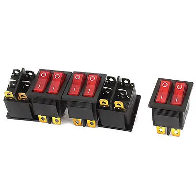 

5Pcs AC 125V/20A 250V/15A Red Illuminated Two SPST Waterproof Rocker Switch