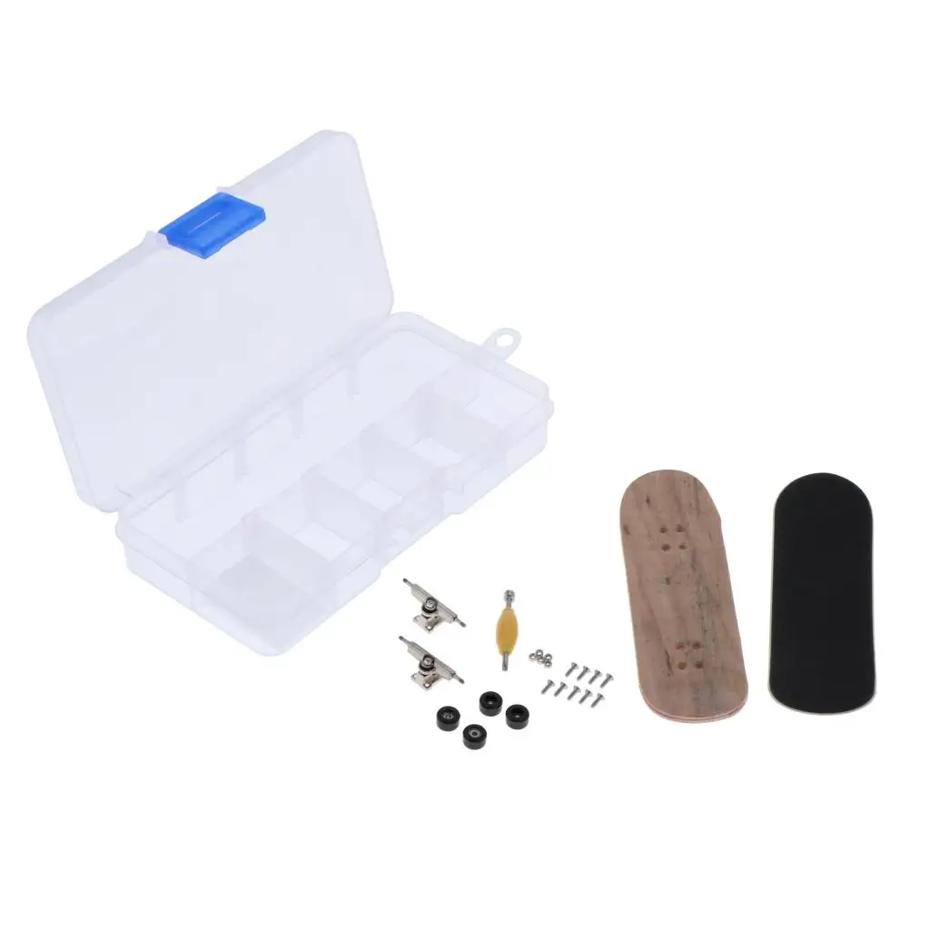 1 Set Wooden Fingerboard Skateboard with Box Children Deck Sport Game Gift Maple Finger Toy for Adults Kids 6 Colors