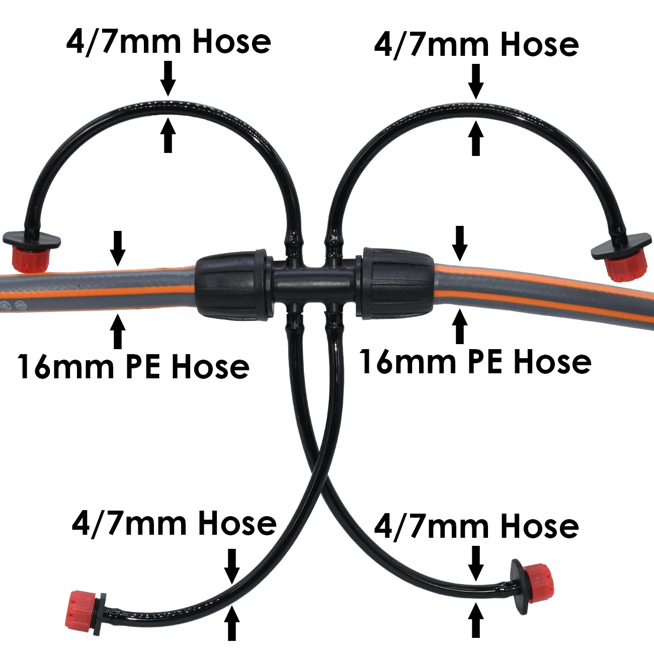 KESLA 16mm to 4/7mm Tubing Connector Garden Flower Irrigation Water Adapter 6-Ways PE Tubing to 1/4 Micro Hose Connector Joint