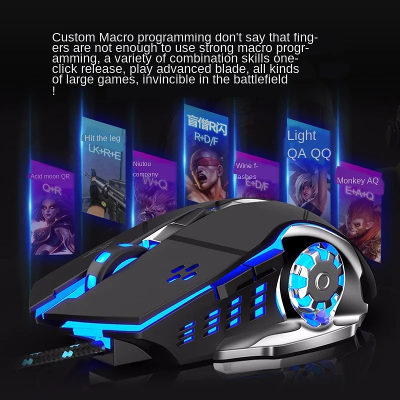 Проводная игровая мышь Viper Q5, механическая оптическая мышь с USB-макропрограммированием, RGB геймерская мышь для CS, CF, PUBG, нажимной пистолет на заказ
